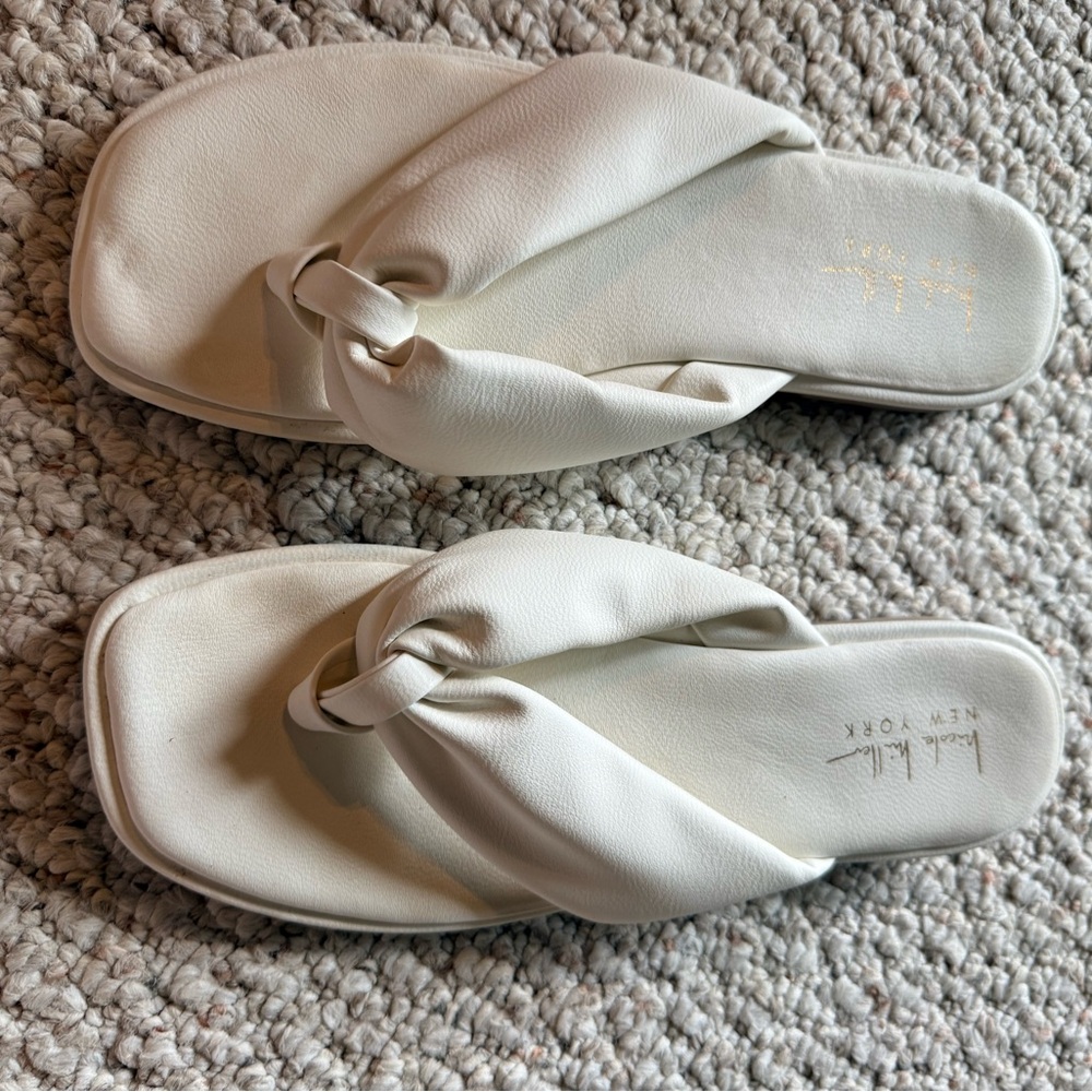 Nicole Miller white Knotted Slide Sandals